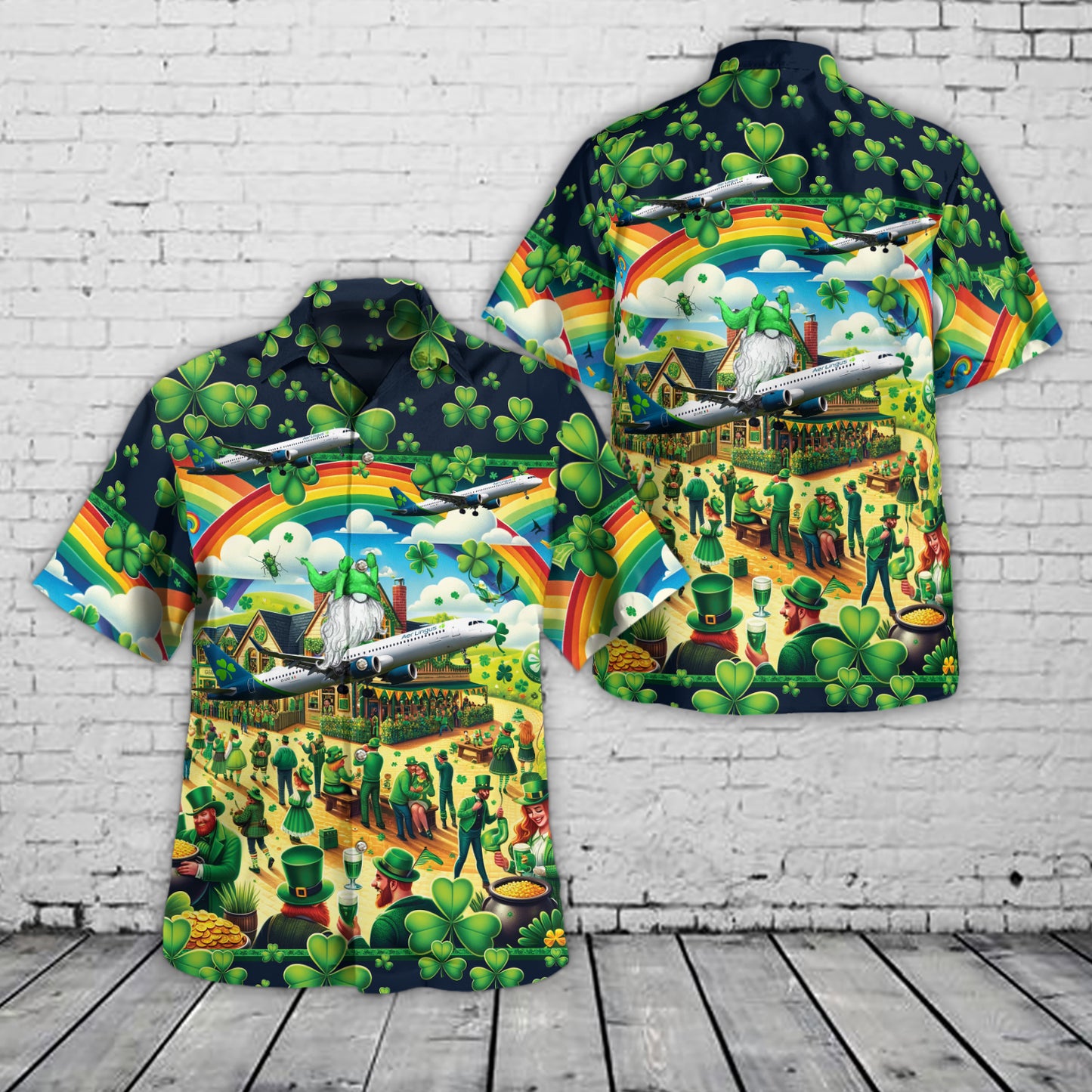 Aer Lingus Airbus A321-253NX Saint Patrick's Day Hawaiian Shirt