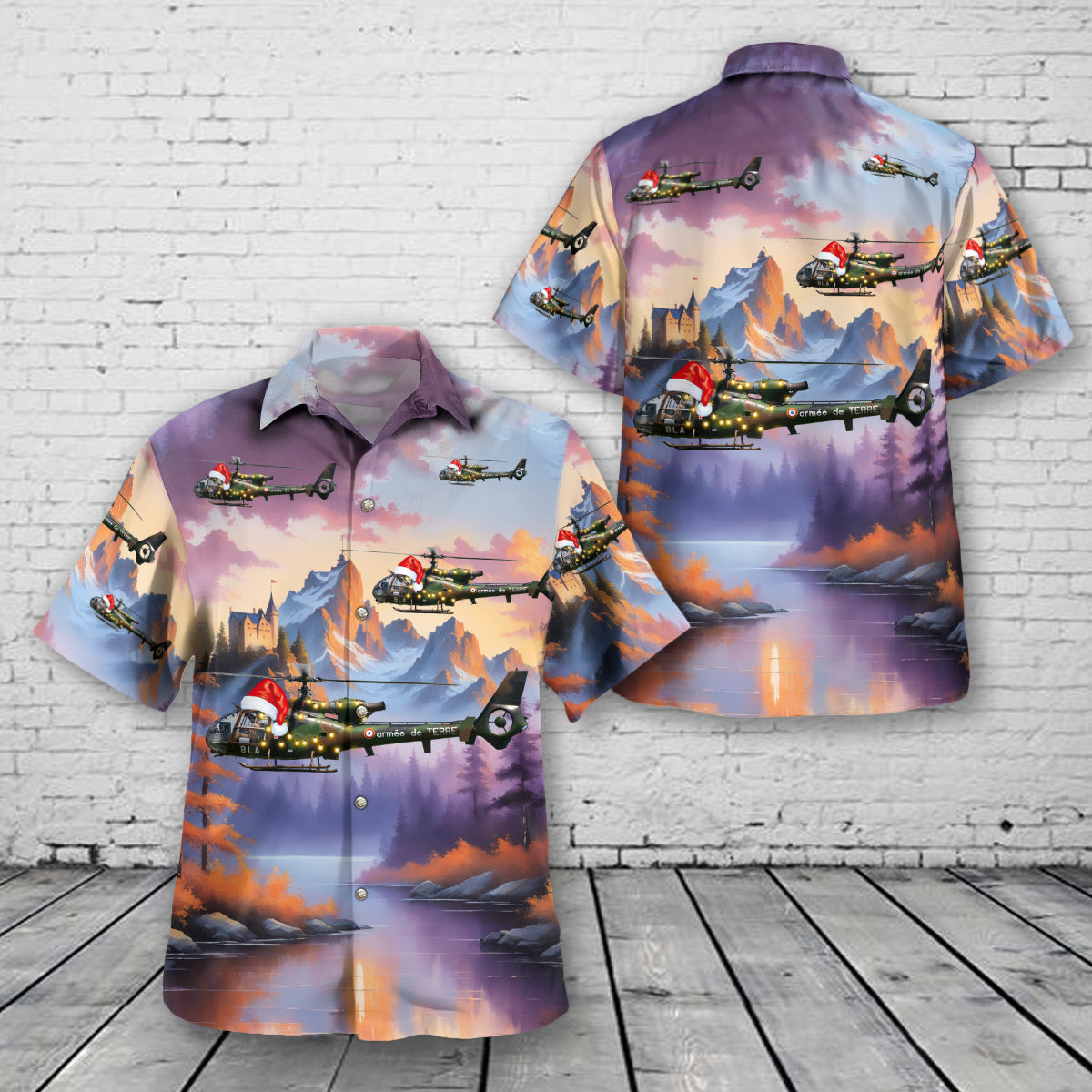 Aérospatiale SA 342 Gazelle French Army Christmas Hawaiian Shirt
