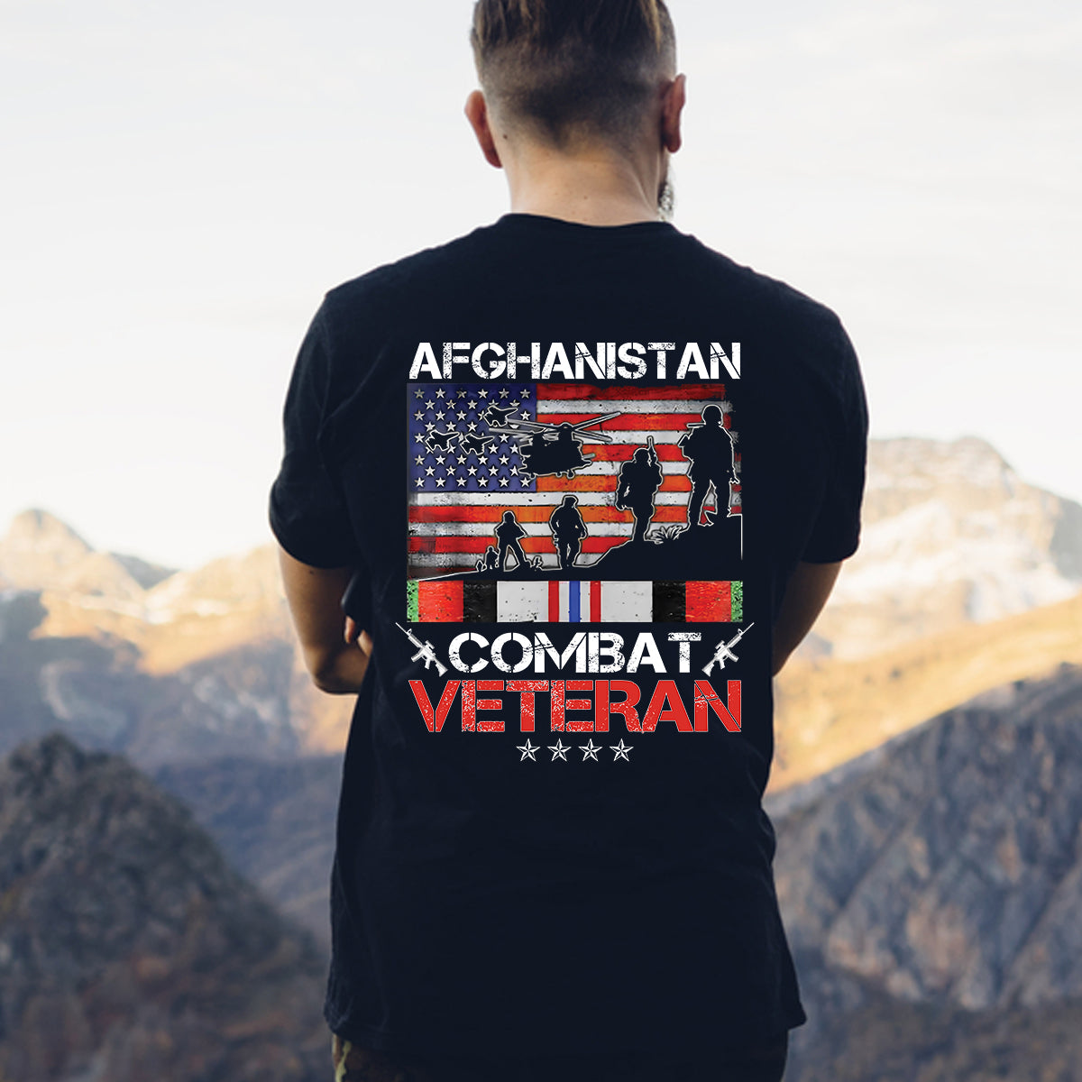 Afghanistan Combat Veteran US Veteran Military Classic Unisex T-Shirt Gildan 5000 (Made In US)