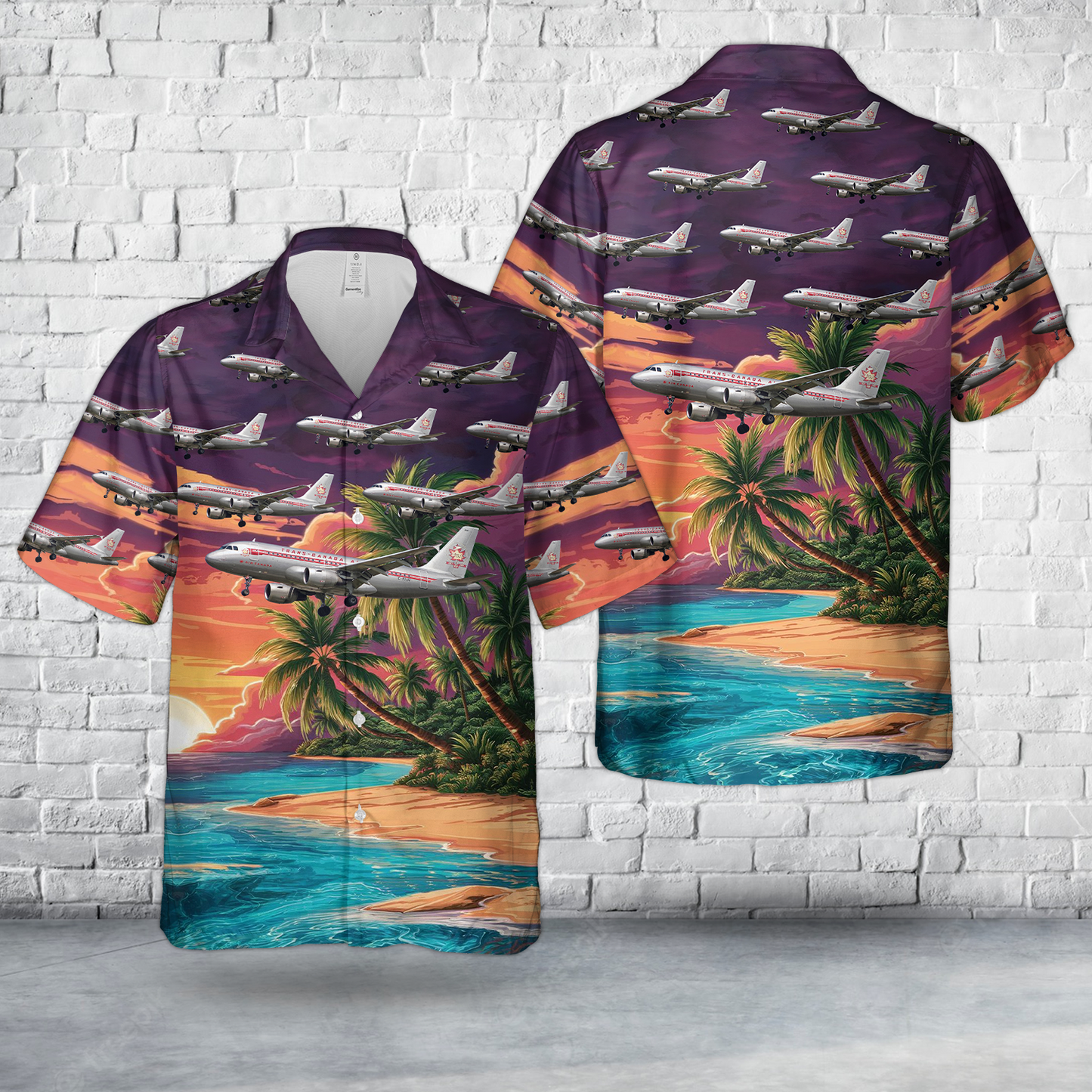 Air Canada Trans-Canada Airlines Retro Airbus A319-114 Hawaiian Shirt
