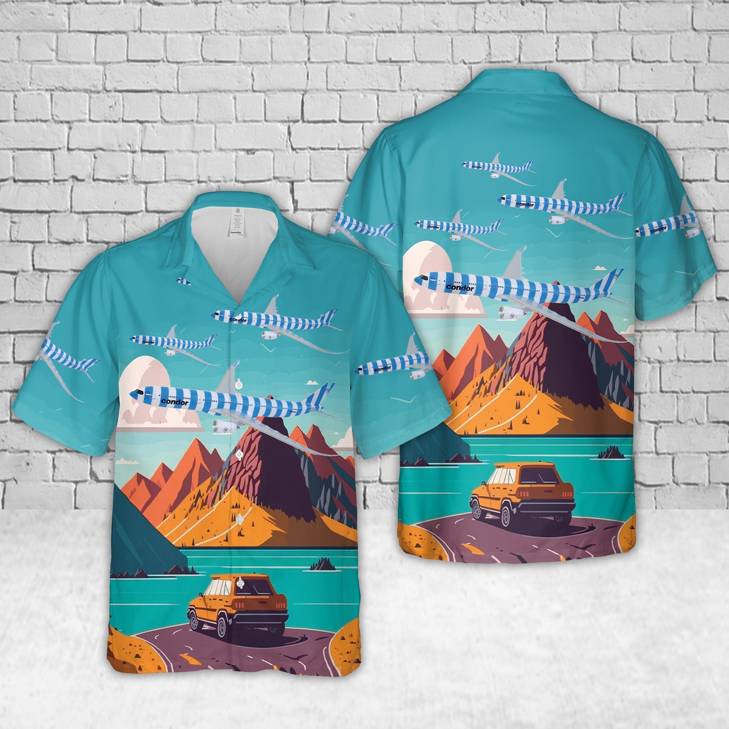 Airbus A330-900neo Condor Sea Blue Stripes Livery Hawaiian Shirt