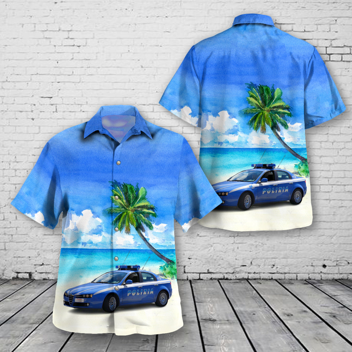 Alfa Romeo Police Car Vatican City Rome Hawaiian Shirt