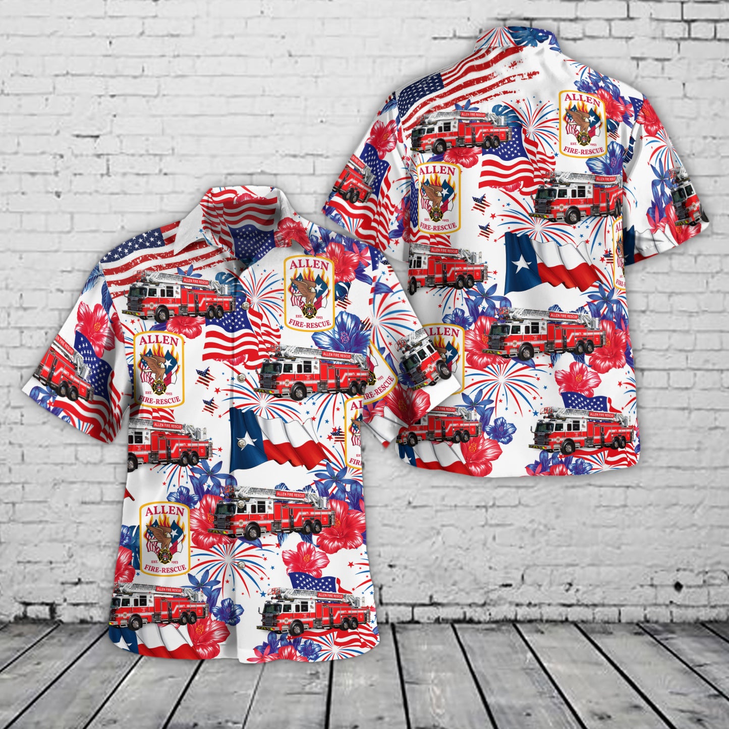 Allen, Texas, Allen Fire Department, 4th Of July Hawaiian Shirt
