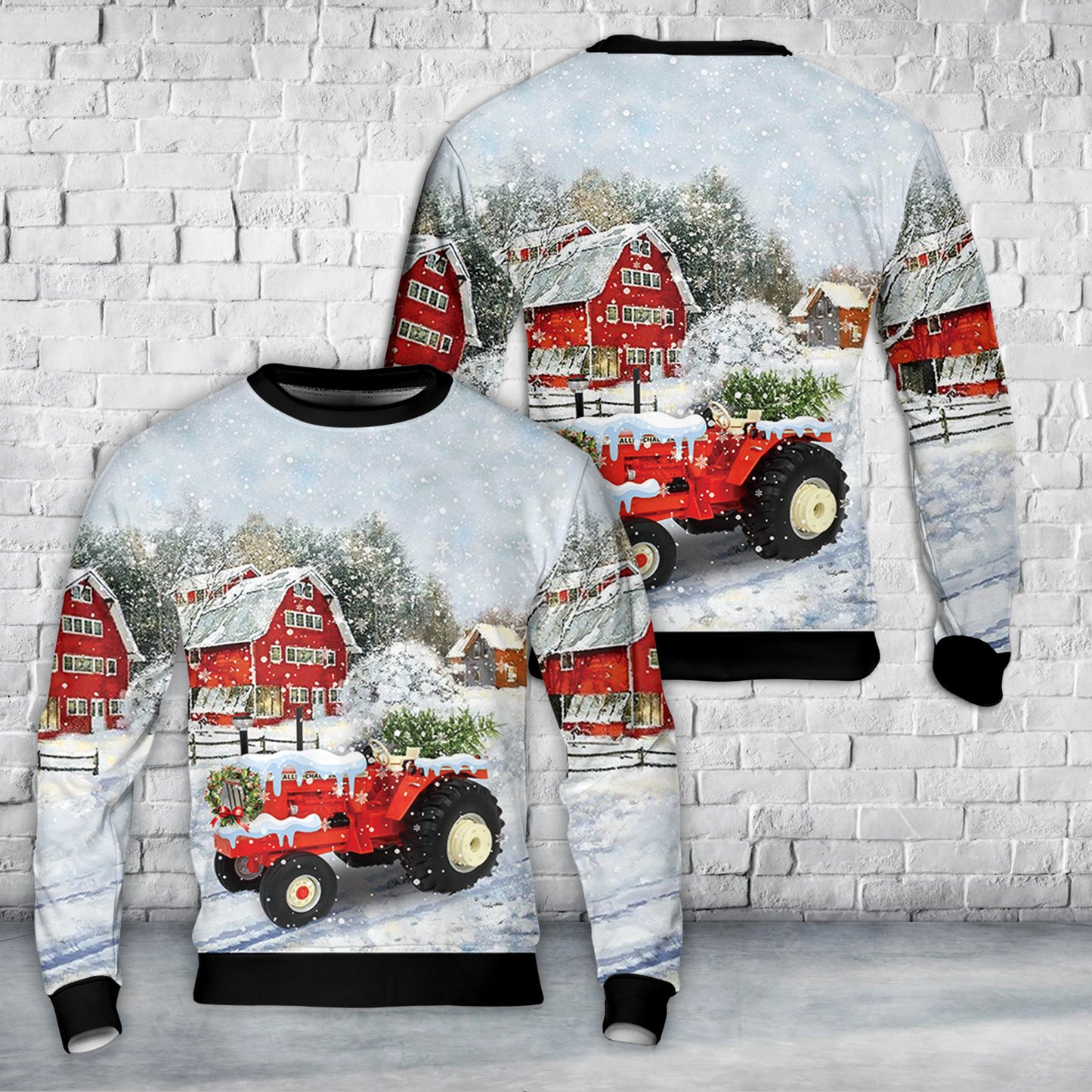 Allis Chalmers D21 Tractor AOP Christmas Sweater