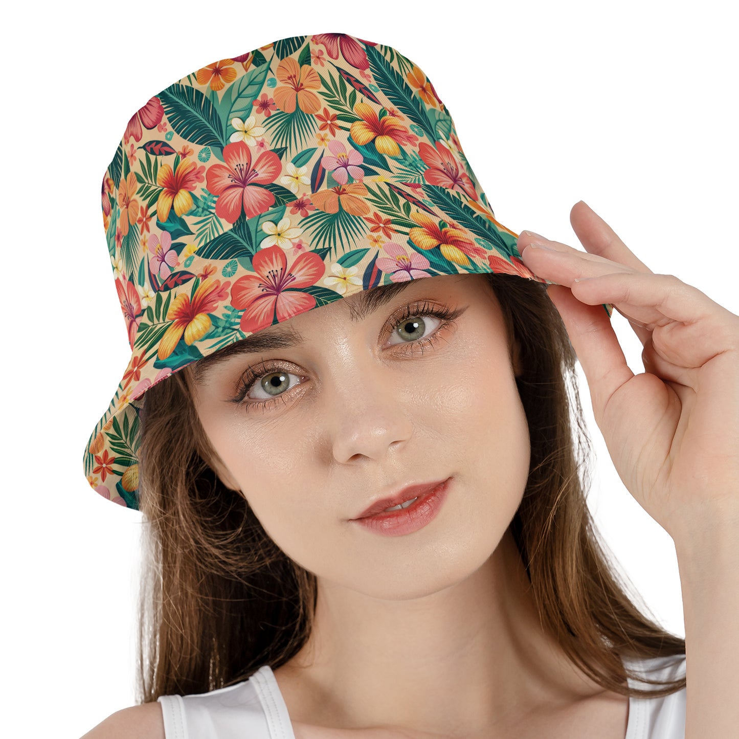 Aloha Flowers Pattern Reversible Bucket Hat