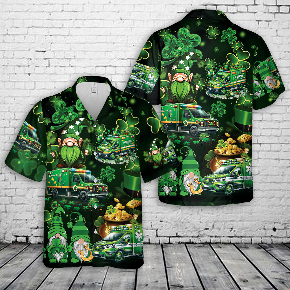 Ambulance Car Green Patrick's Day Hawaiian Shirt