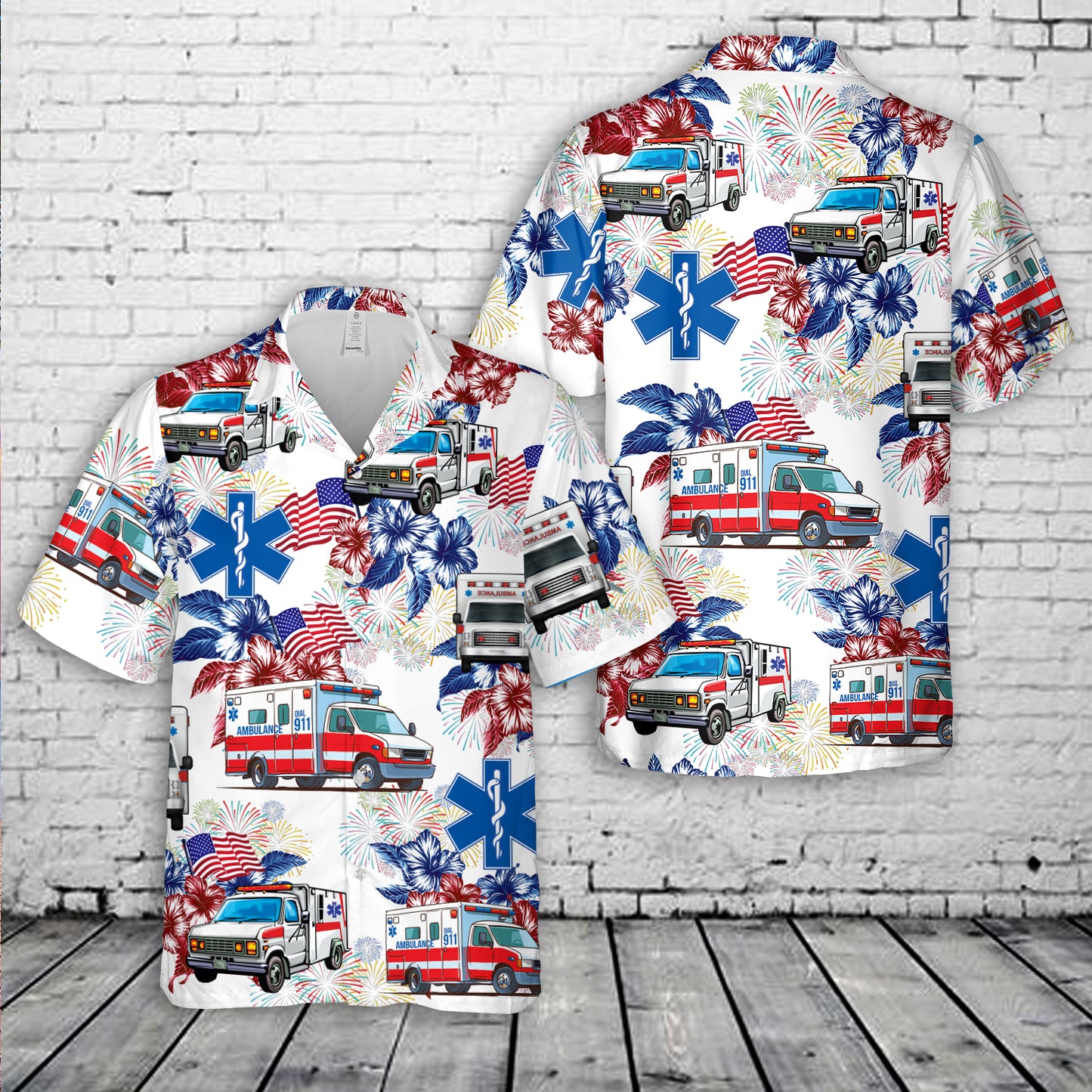 Ambulance EMS, 4th Of July Hawaiian Shirt