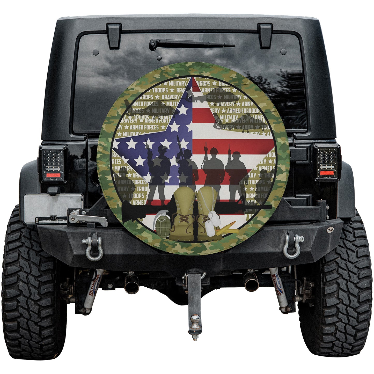 American Armed Forces American Flag Star Spare Tire Cover