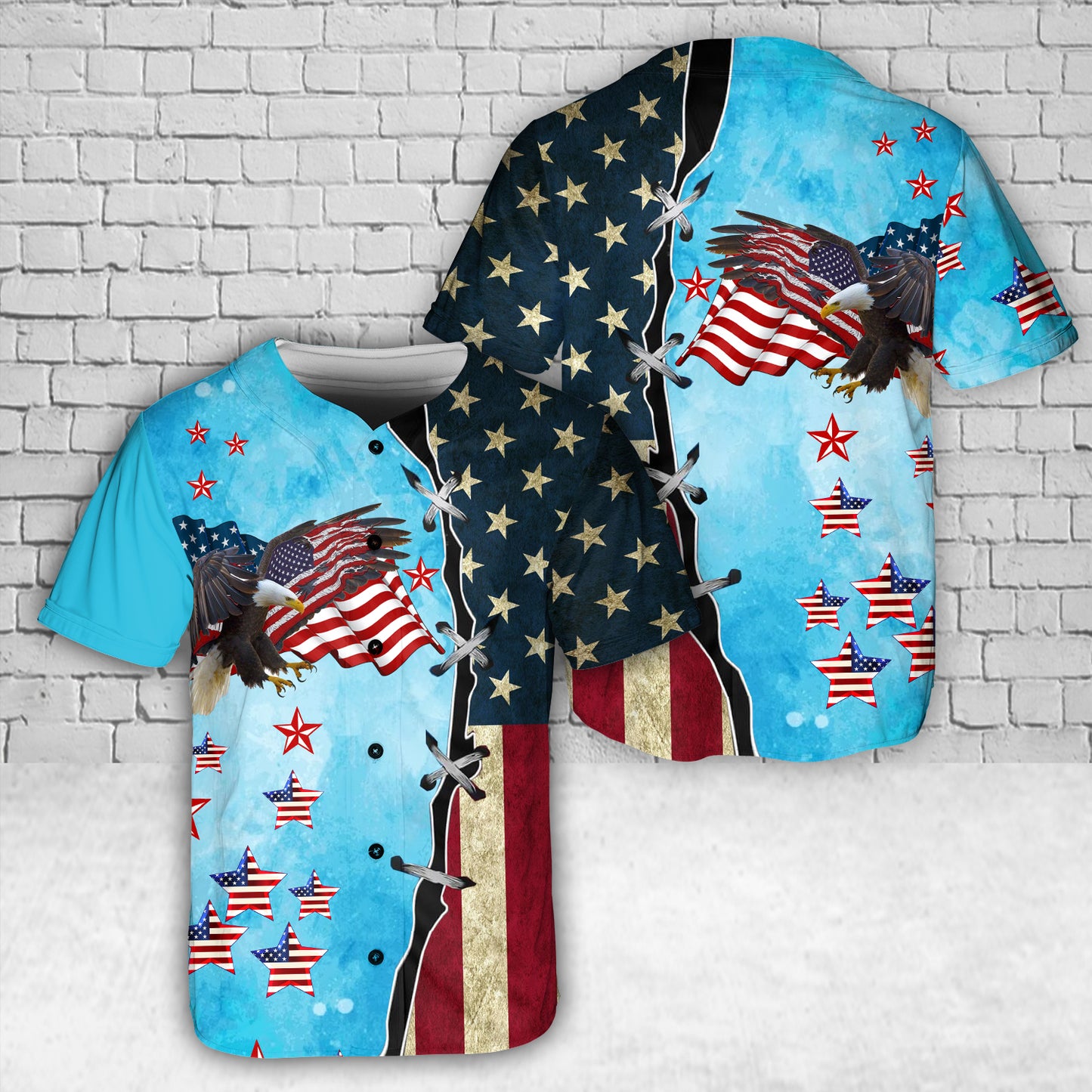 American Flag Eagle 4th Of July Baseball Jersey