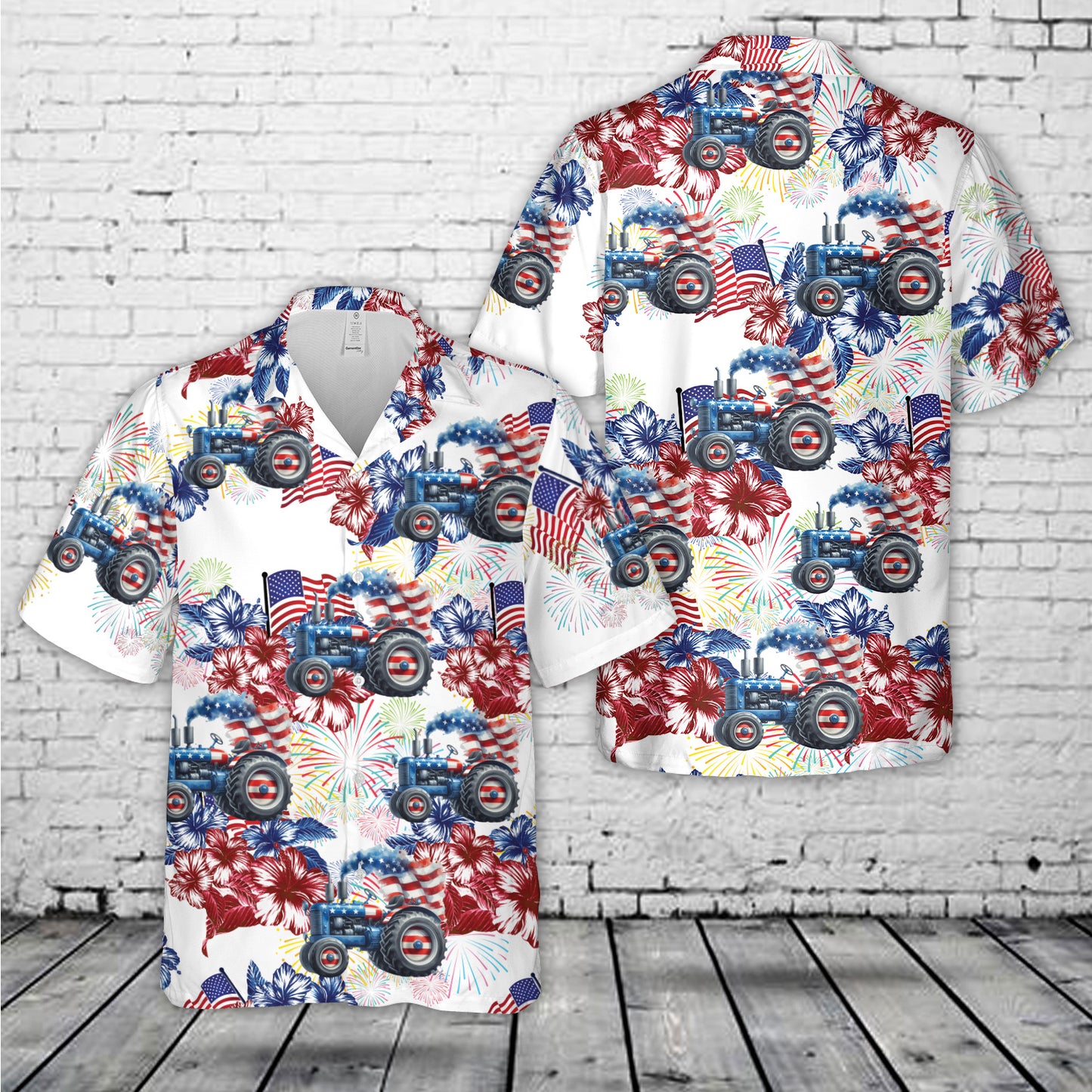 American Flag Tractor, 4th Of July Hawaiian Shirt
