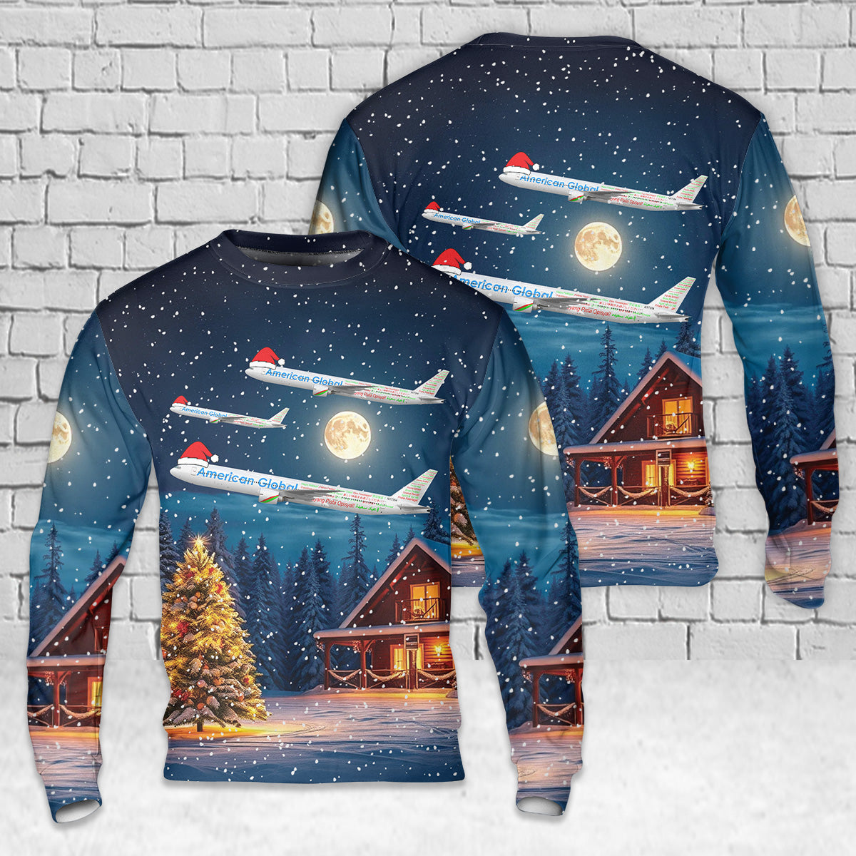 American Global Boeing 777-300ER - Many words of Christmas Christmas AOP Sweater