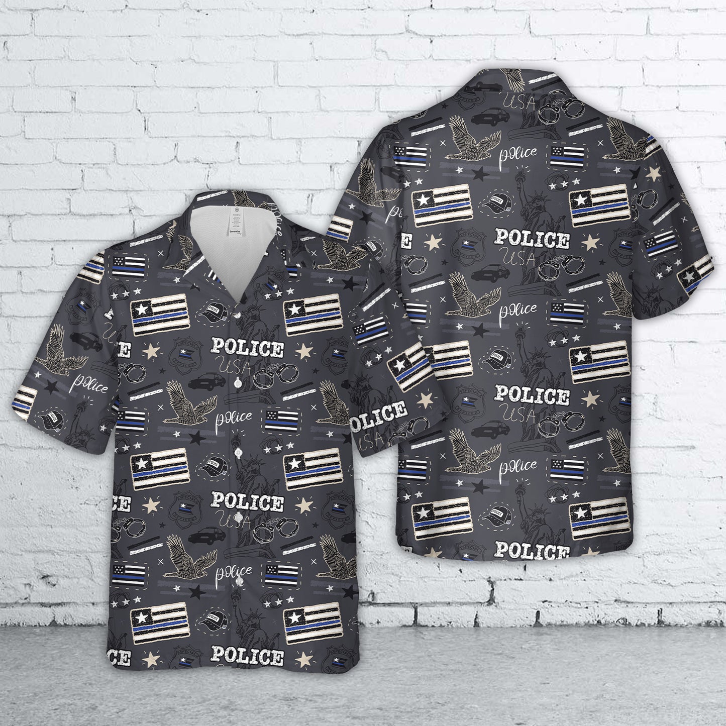 American Police Seamless Vector Pattern Hawaiian Shirt