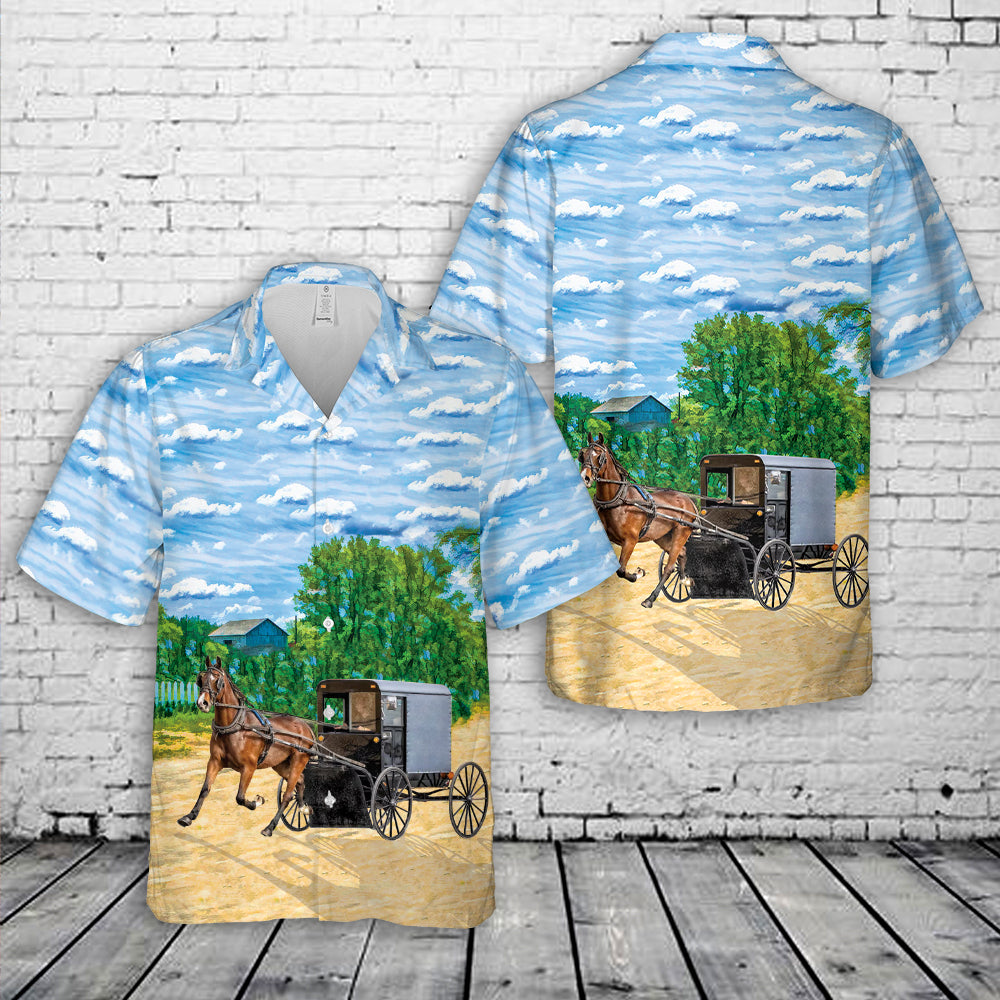 Amish Horse and Cart Hawaiian Shirt