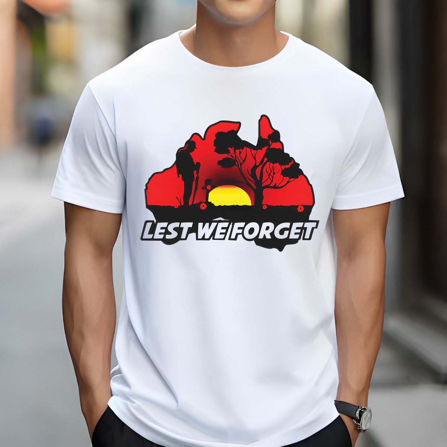 Anzac Day Australian Lest We Forget Classic Unisex T-Shirt Gildan 5000 (Made In US)