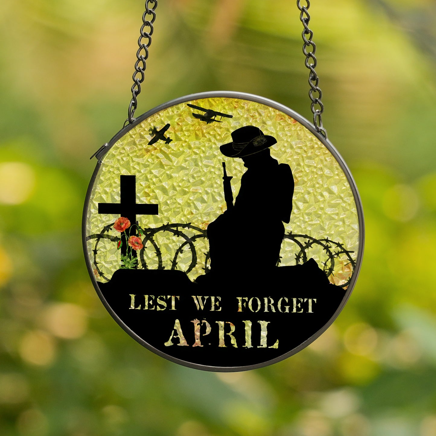 Anzac Day Remembrance Stained Glass Suncatcher for Window Hanging
