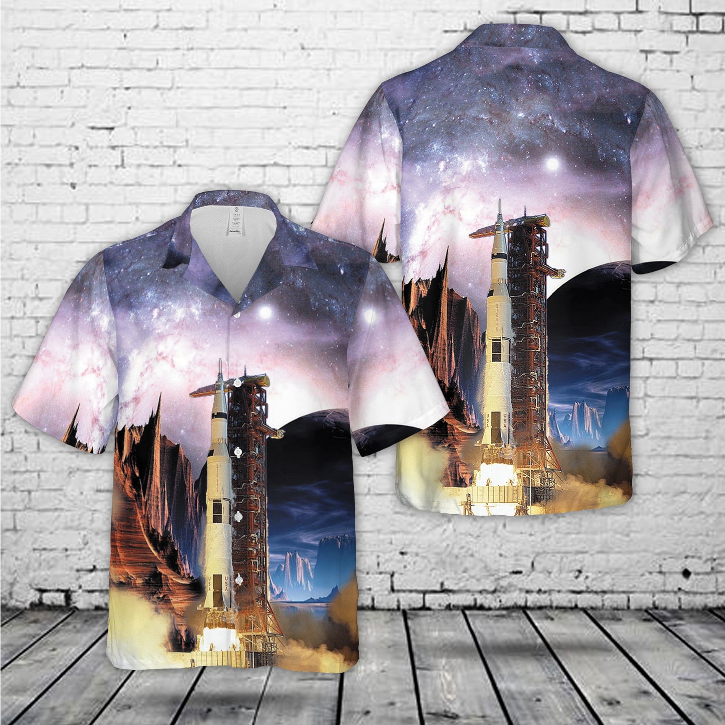 Apollo 11 Saturn V rocket Hawaiian Shirt