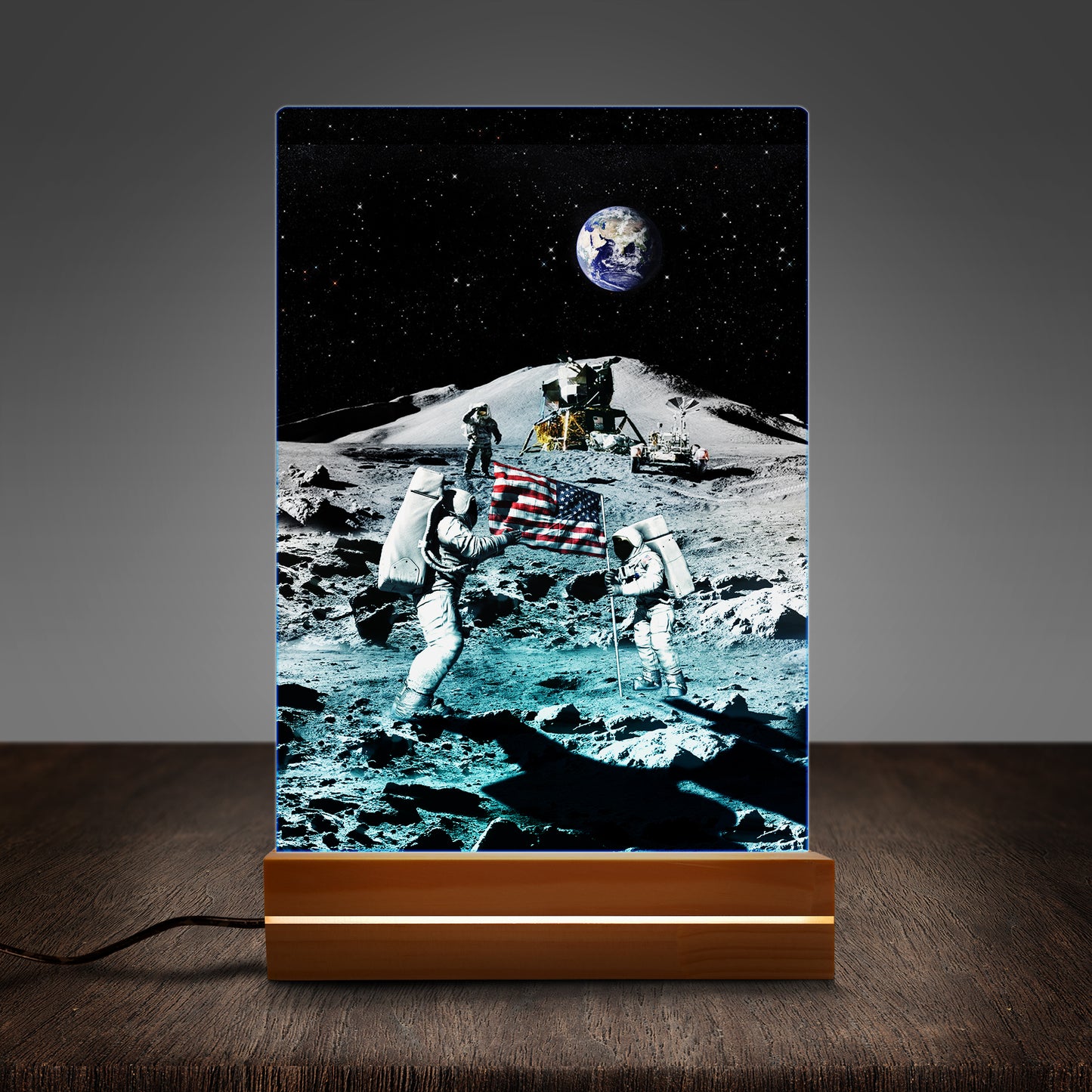 Apollo Moon Landing Custom Shape Photo Night Light