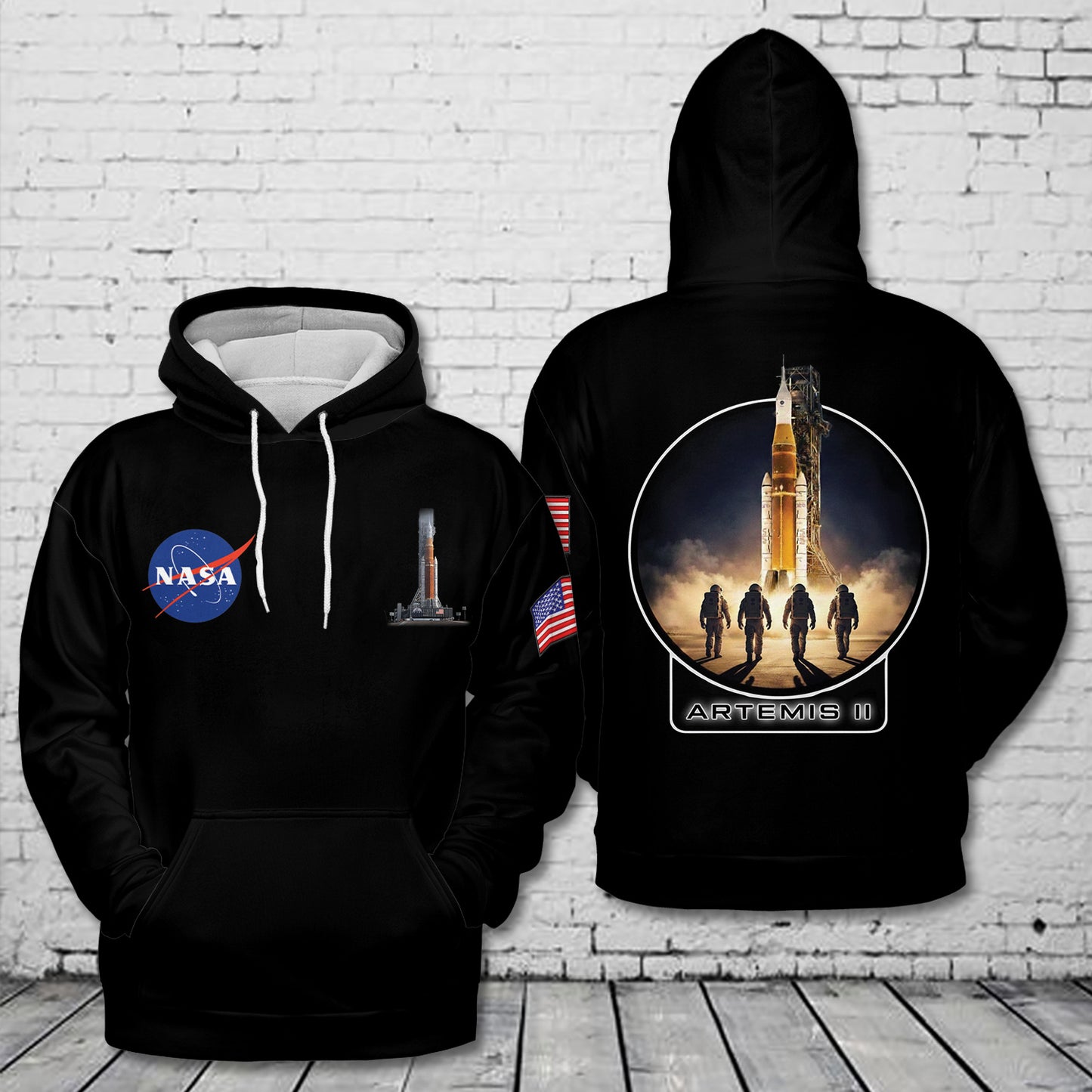 Artemis II Mission NASA Moon Mission Crew SLS Rocket Launch 3D Hoodie