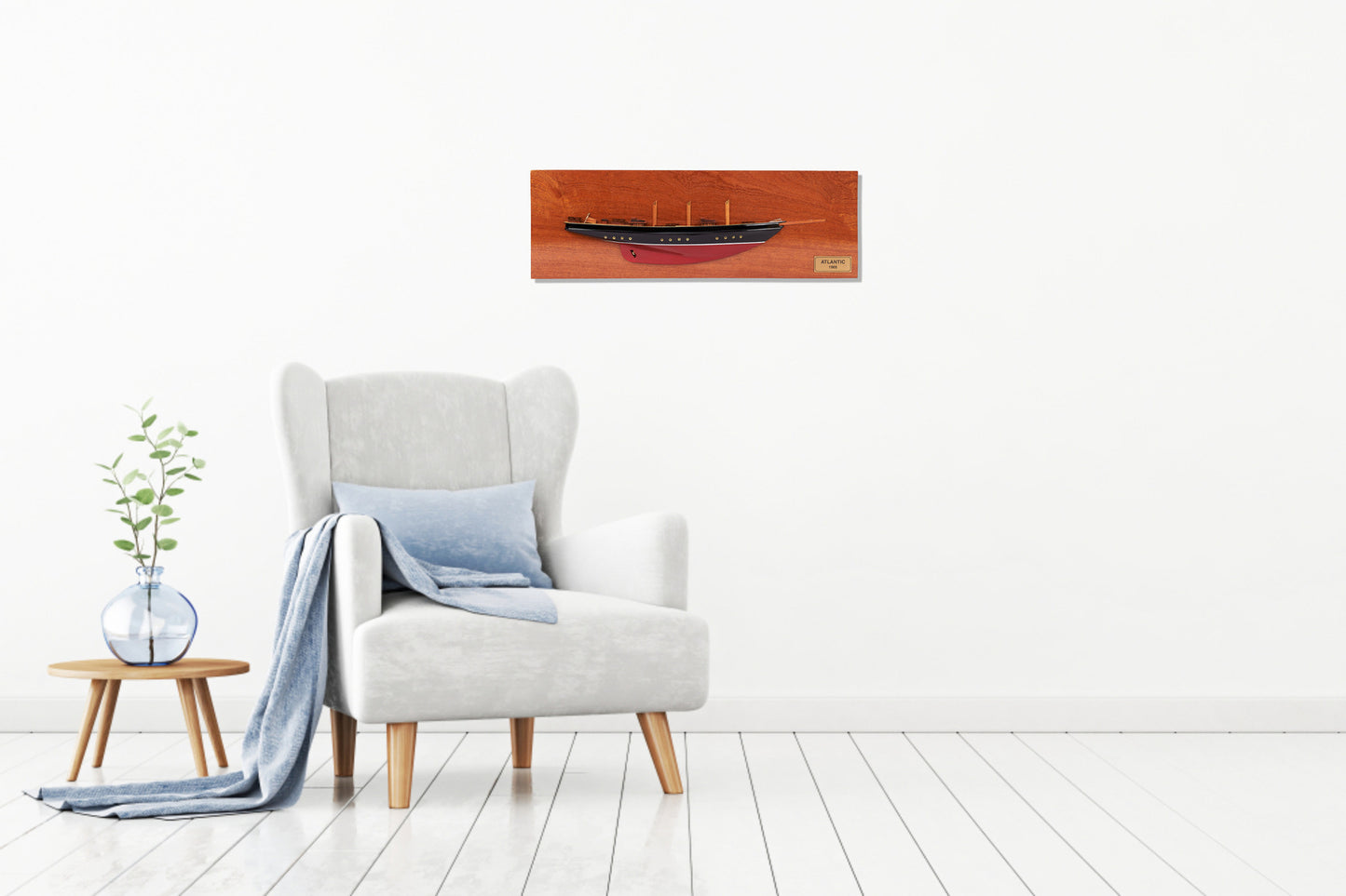 Handcrafted Atlantic Half Hull Wooden Model Ship | 60cm Length | Nautical Decor