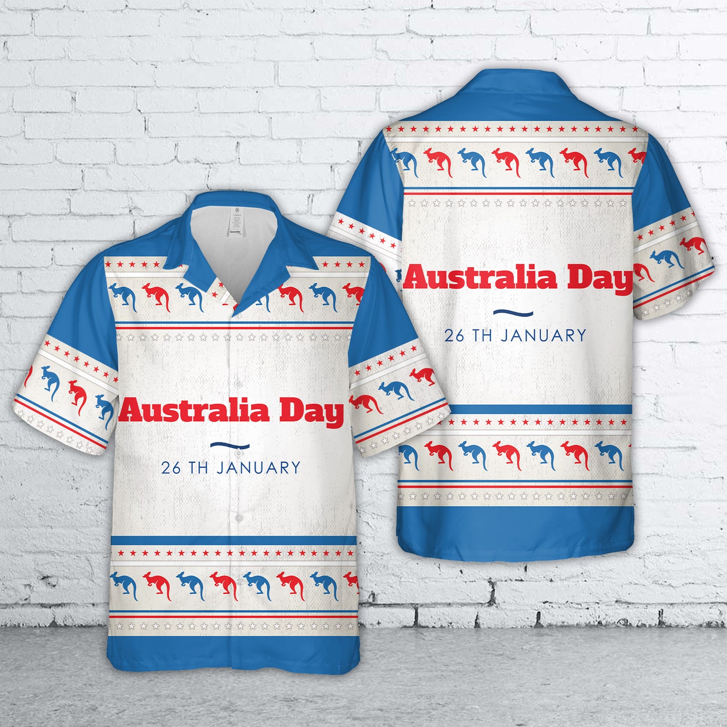 Australia Day Background With Kangaroos Hawaiian Shirt