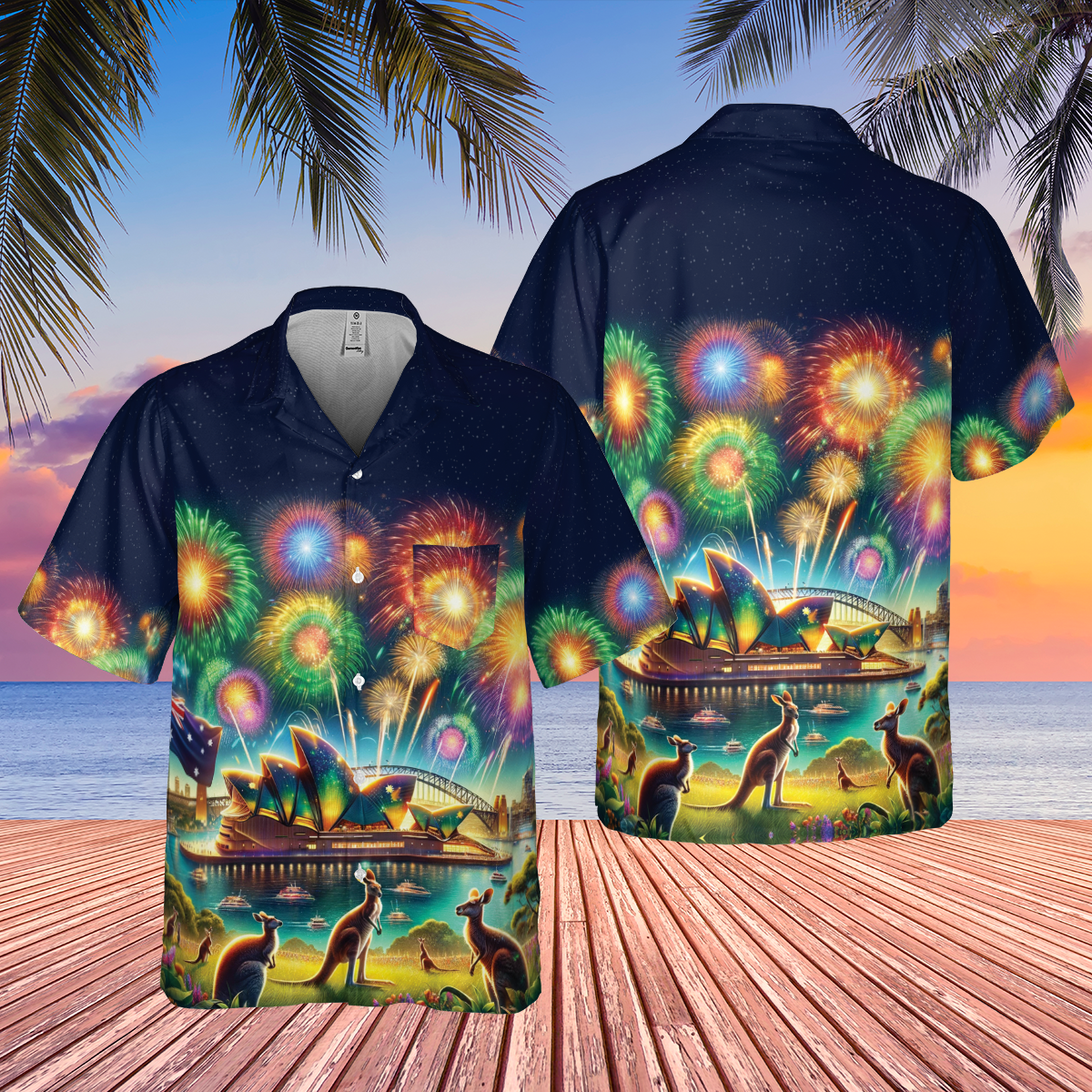 Australia Day With Firework Pocket Hawaiian Shirt