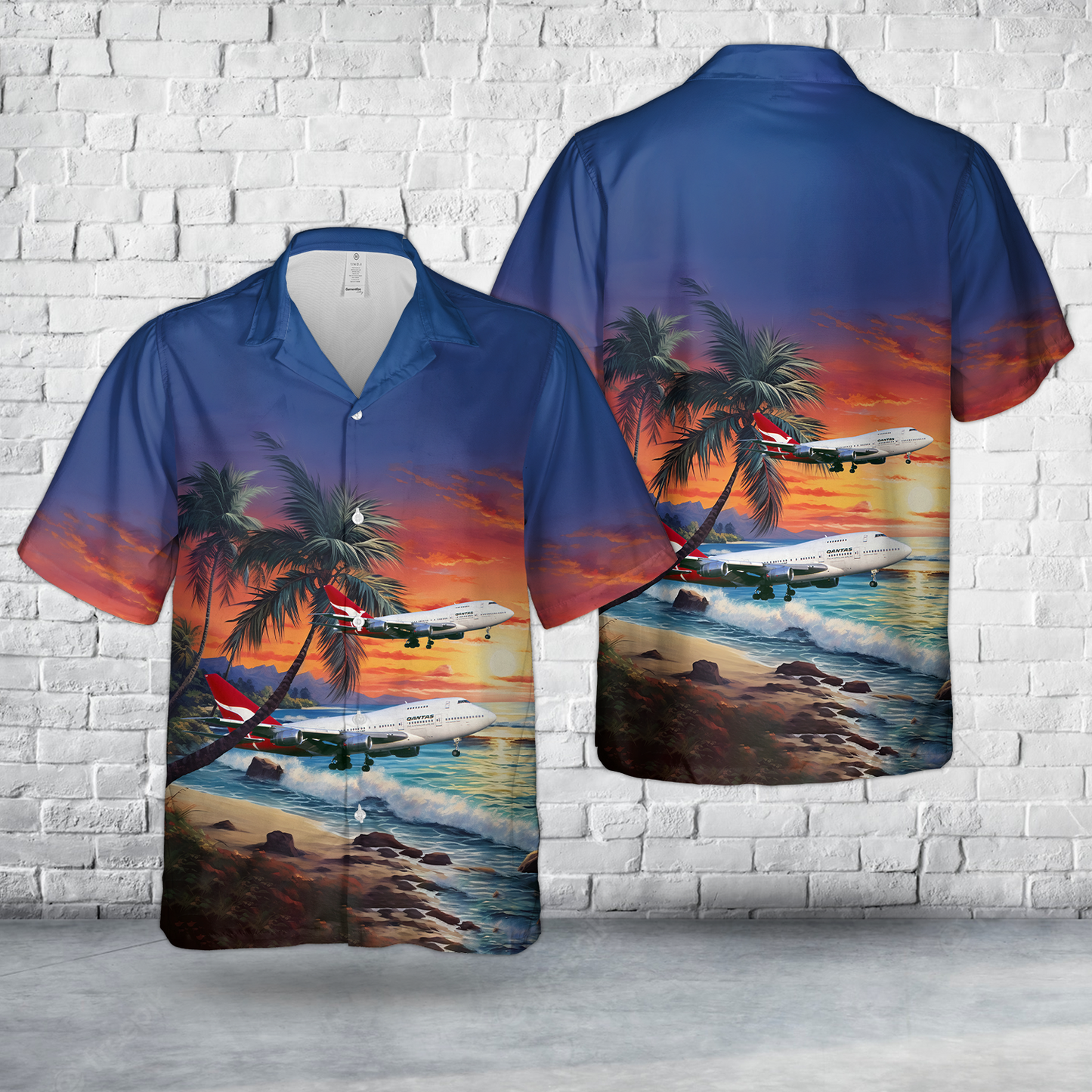 Australia Qantas Boeing 747SP-38 Hawaiian Shirt