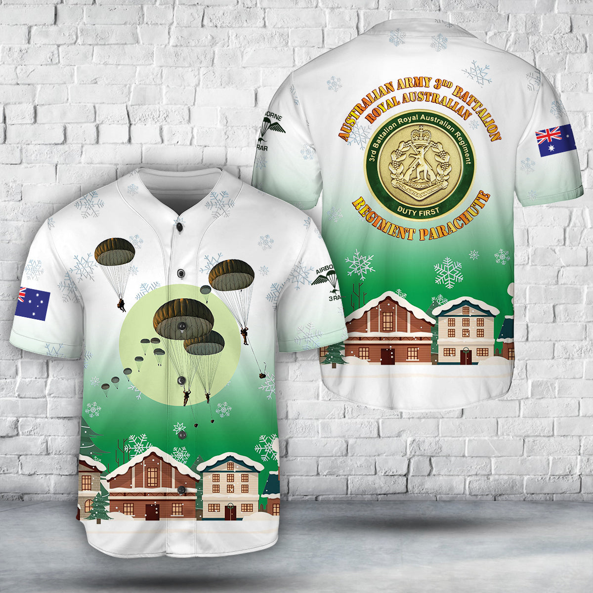 Australian Army 3rd Battalion, Royal Australian Regiment Parachute Drop Christmas Baseball Jersey