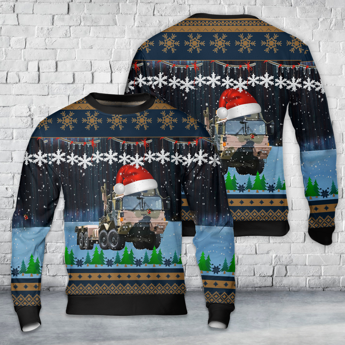 Australian Army HX77 Military Trucks Christmas AOP Sweater