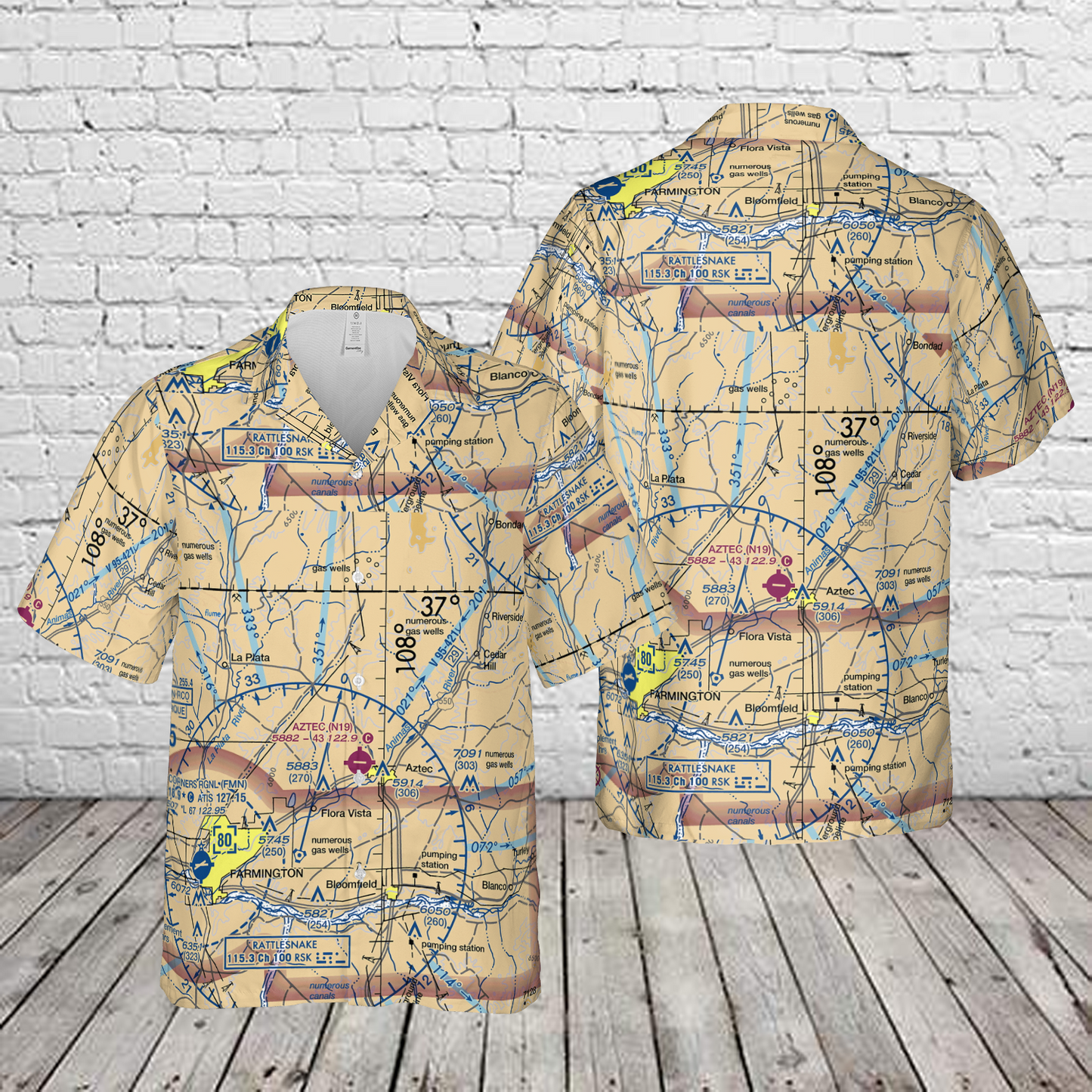 Aztec Airport VFR Map Hawaiian Shirt