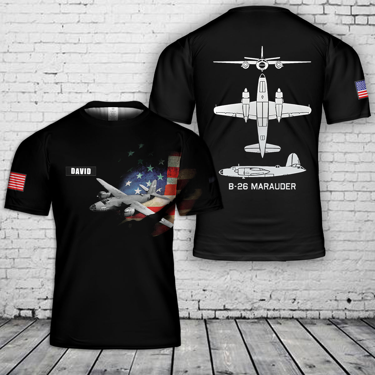 B-26 Marauder American WW2 Bomber Plane 3D T-Shirt