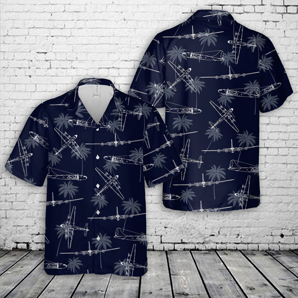 B-29 Superfortress WW2 Bomber Silhouette Hawaiian Shirt