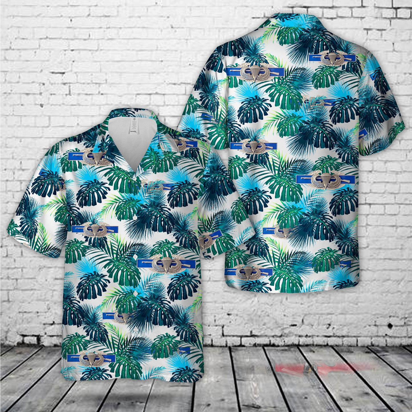 BASIC JUMP WINGS US Army Combat Infantry Badge CIB Airborne Hawaiian Shirt