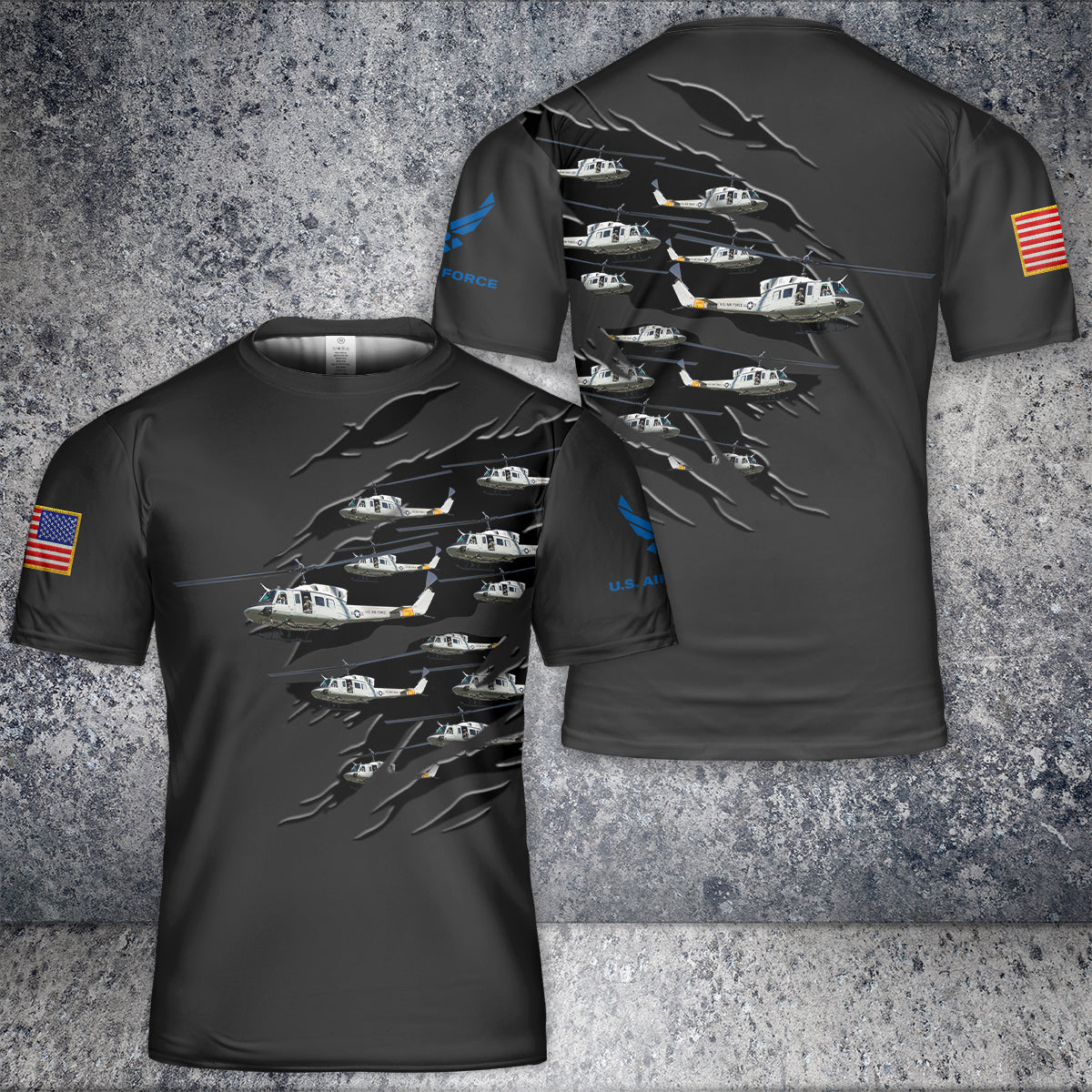 US Air Force Bell UH-1N Twin Huey 3D T-Shirt