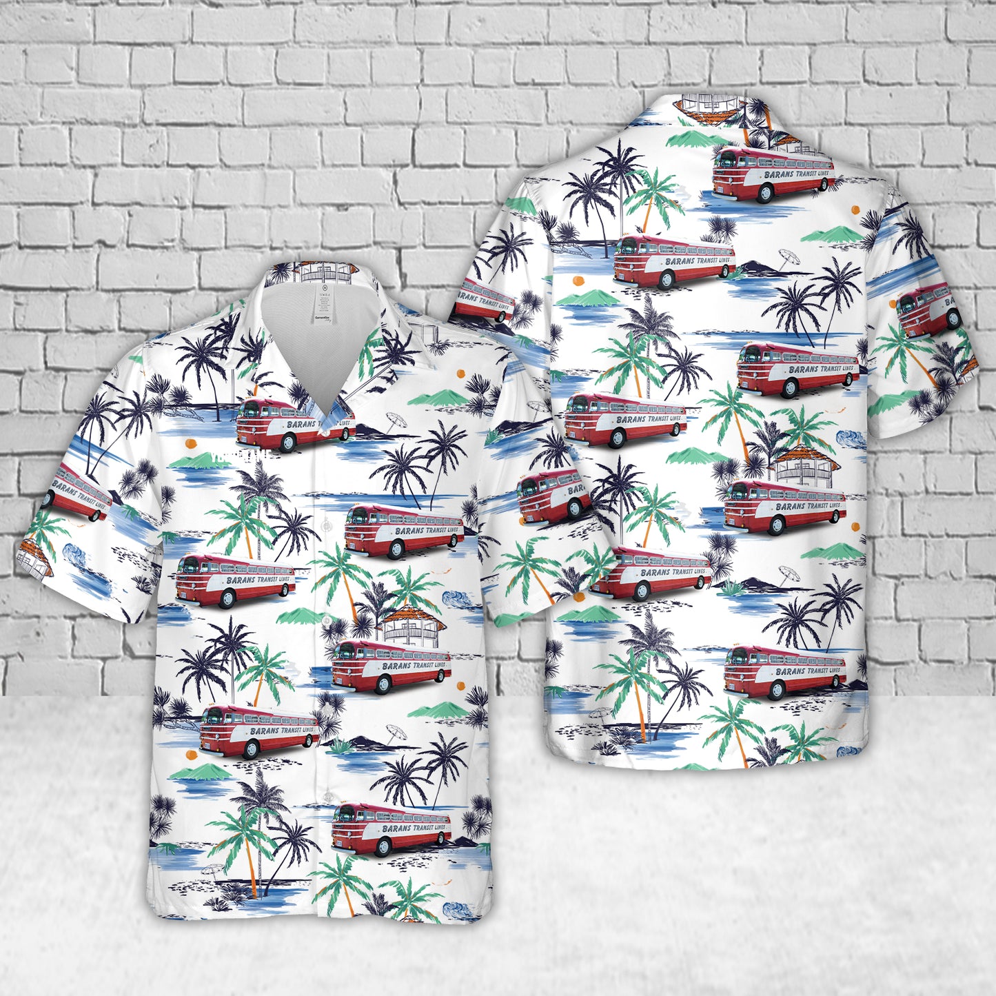 Barans Transit Lines 1945 Aerocoach P-37 Bus Hawaiian Shirt