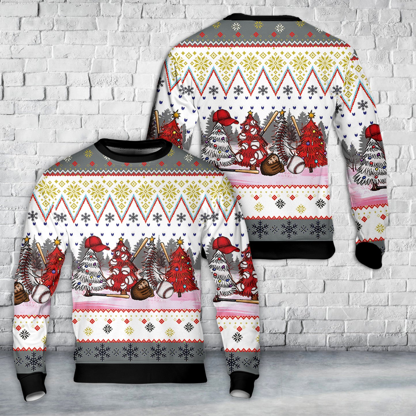 Baseball Christmas Trees Sweater