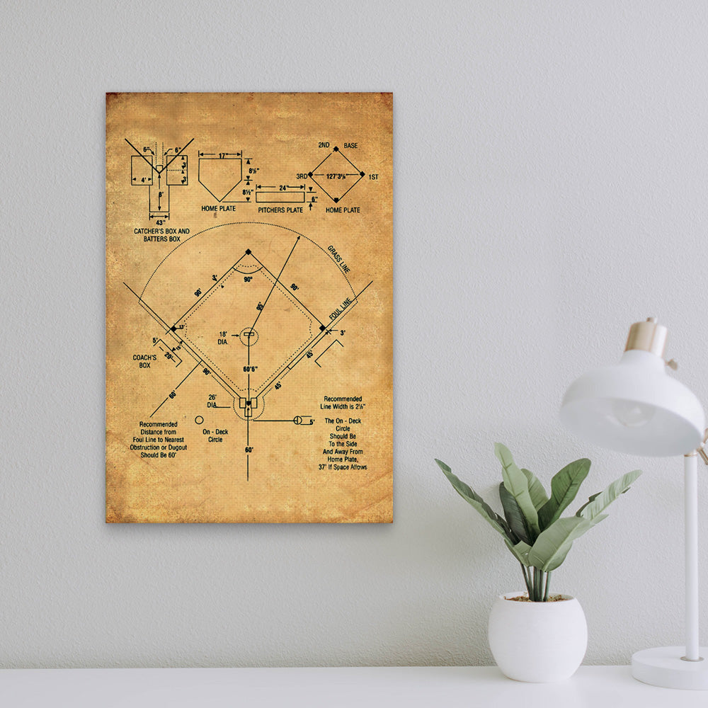 Baseball Field Diagram Vertical Canvas