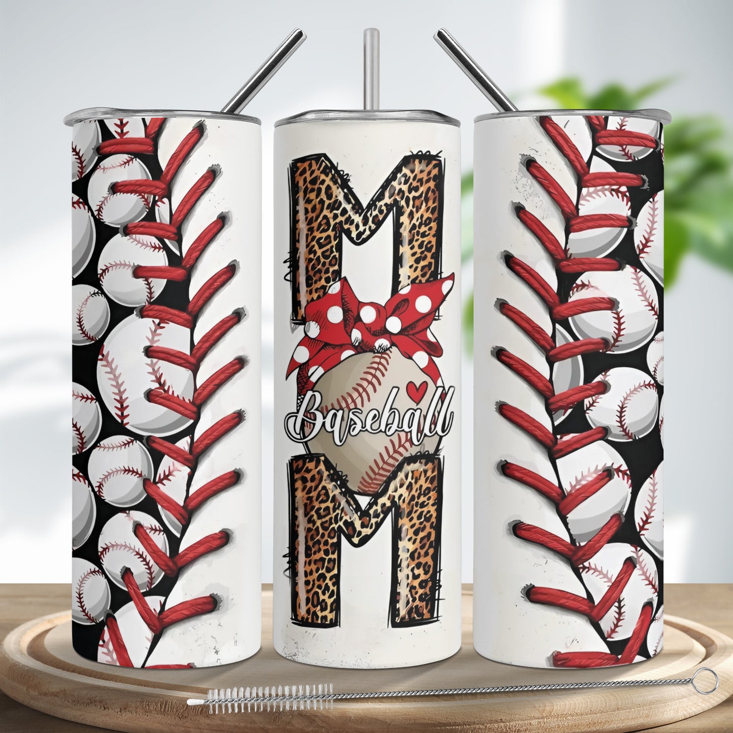Baseball Mom Skinny Tumbler Stainless Steel with Lids 20OZ