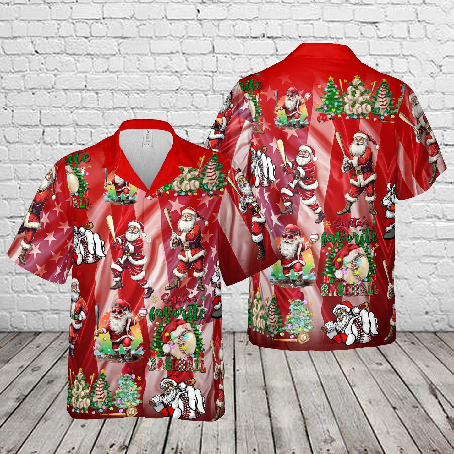 Baseball Santa Christmas Hawaiian Shirt