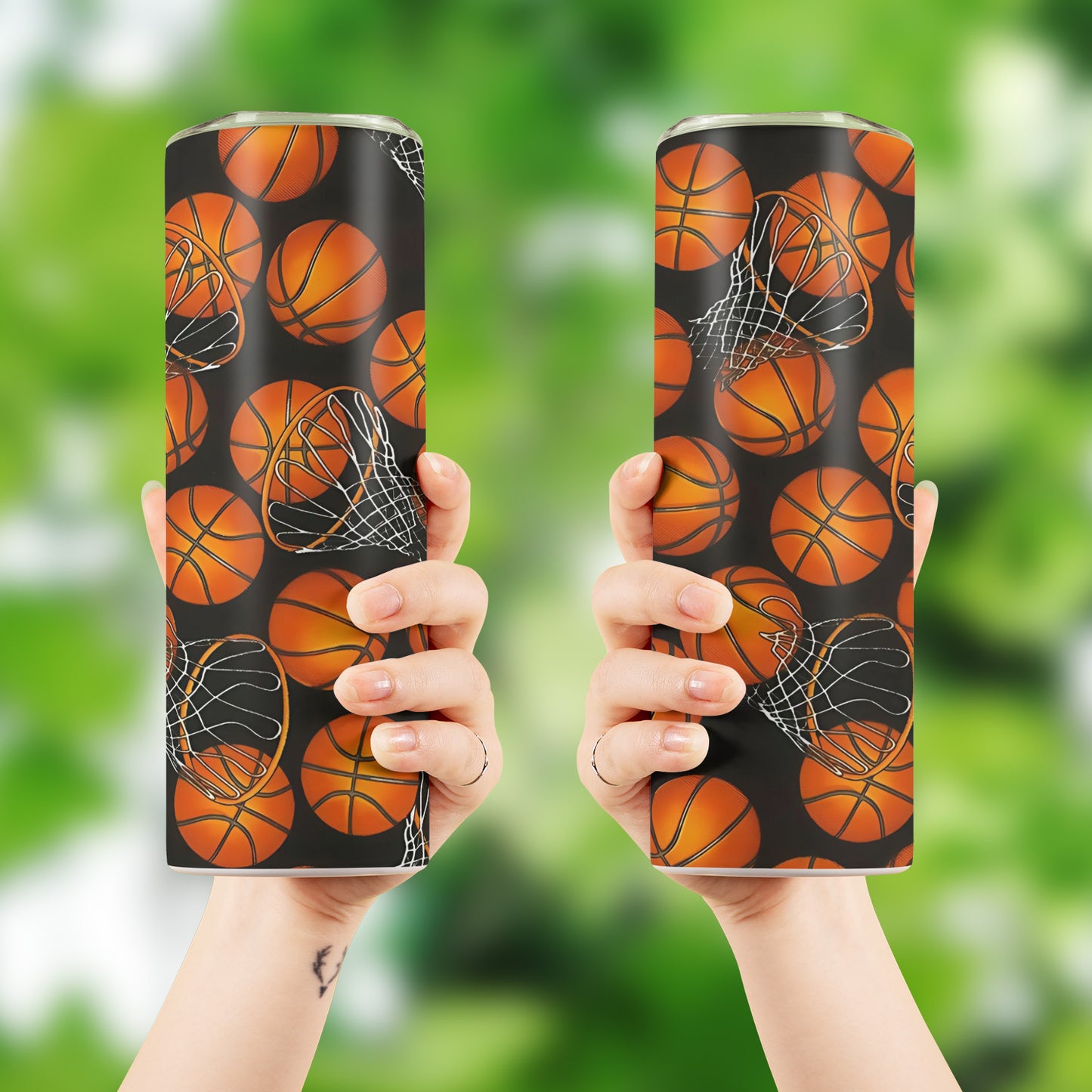 Basketball and Hoops Skinny Tumbler Stainless Steel with Lids 20OZ