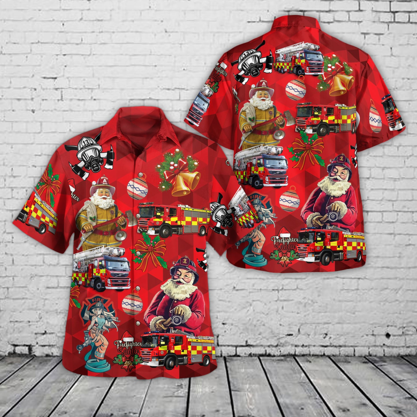 Bedfordshire, England, Bedfordshire Fire and Rescue Service Christmas Hawaiian Shirt