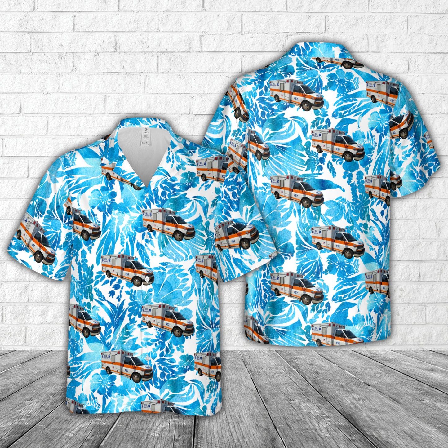 Bell Ambulance, Milwaukee, Wisconsin Fleet Pocket Hawaiian Shirt