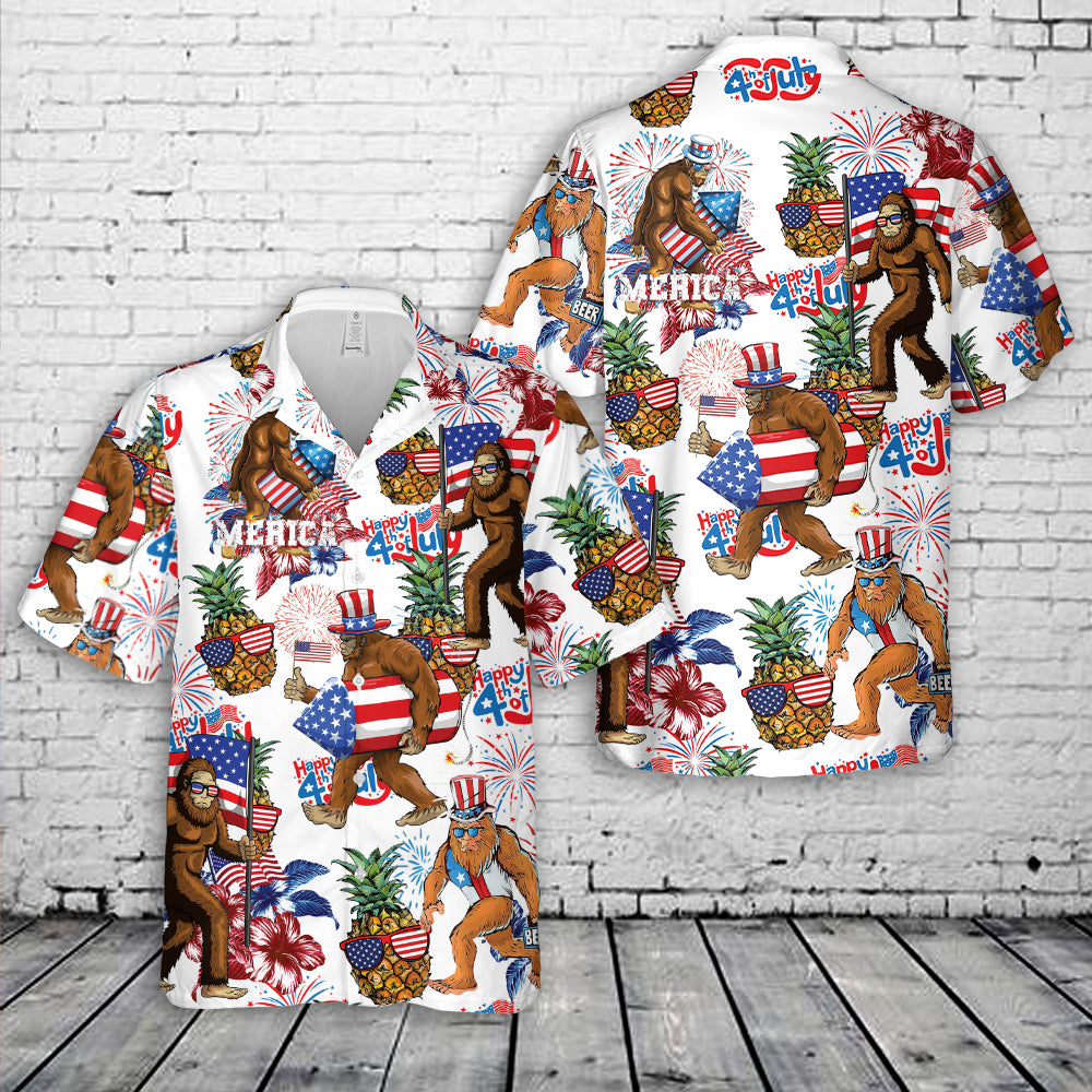 Bigfoot 4th of July Hawaiian Shirt