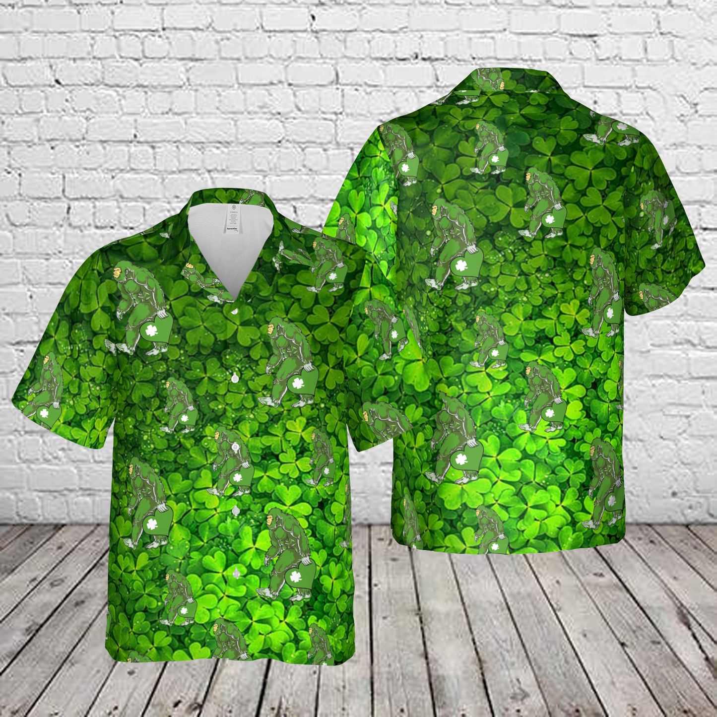 Bigfoot Shamrock Happy St Patrick's Day Hawaiian Shirt