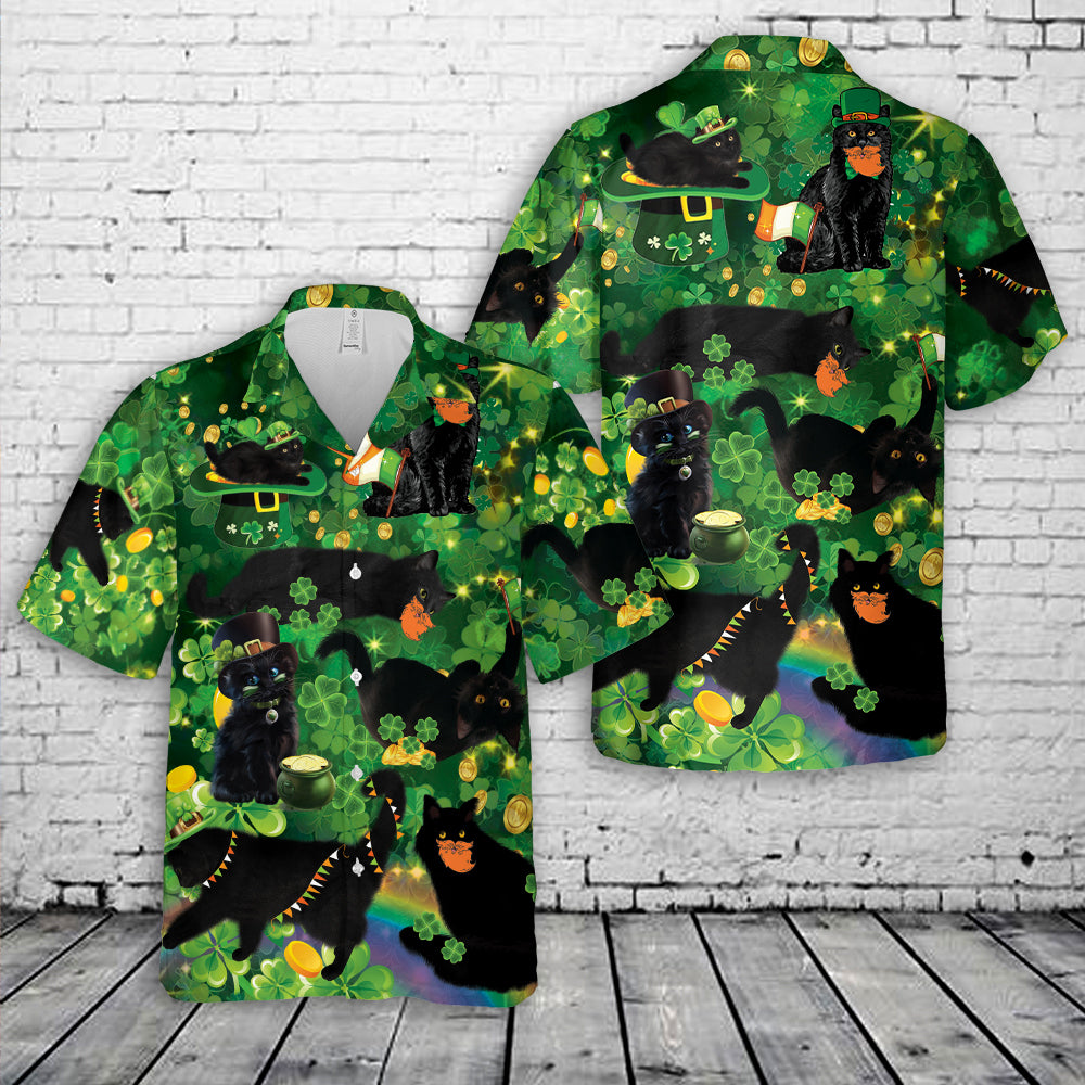 Black Cat Patrick's Day Hawaiian Shirt