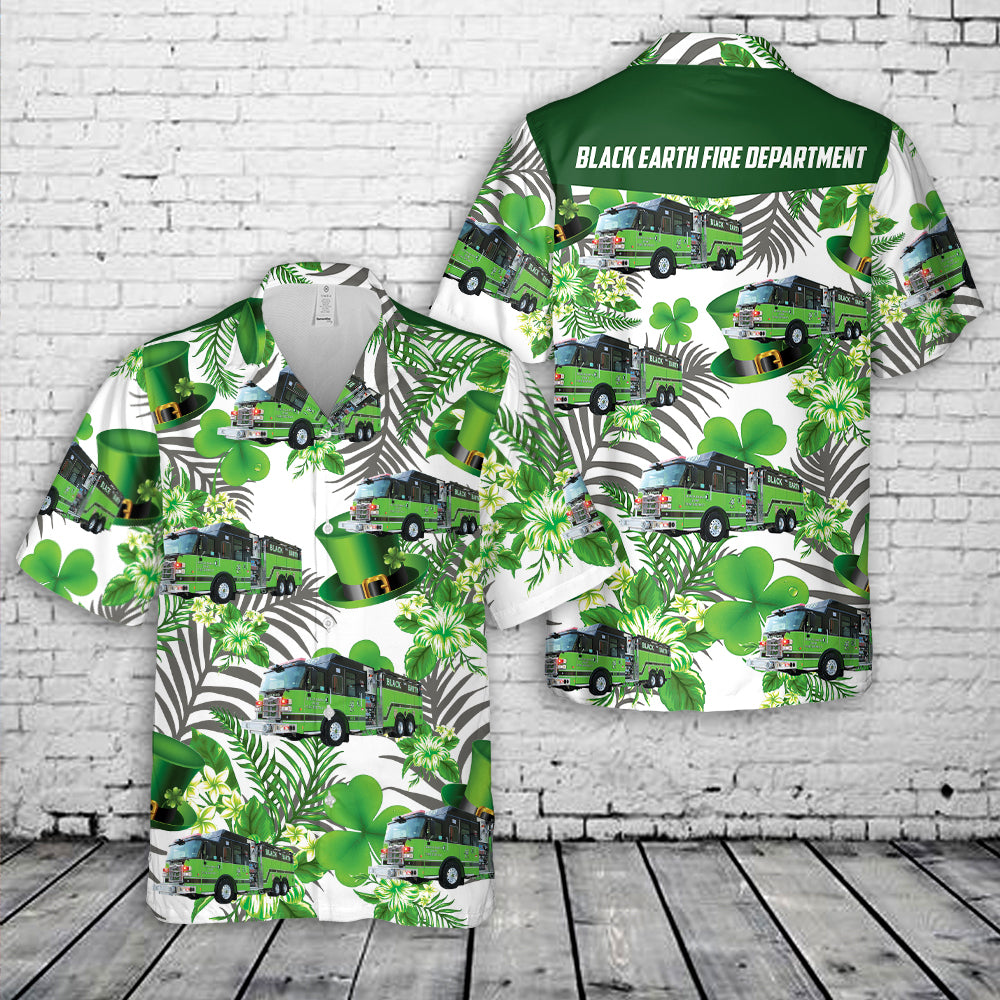 Black Earth Fire Department, Black Earth, Wisconsin Patrick's Day Hawaiian Shirt