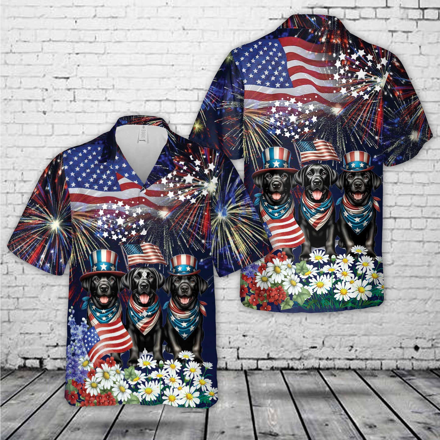 Black Labrador Retriever Dog 4th of July Hawaiian Shirt