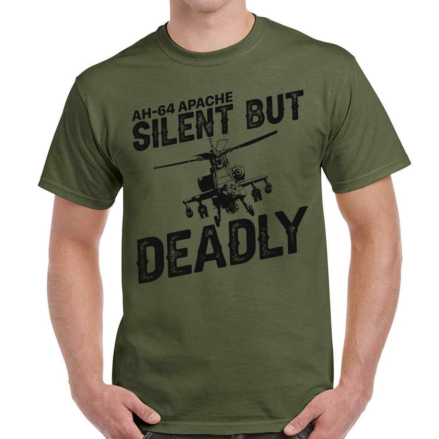 Boeing AH-64 Apache "Silent but Deadly" Classic Unisex T-Shirt Gildan 5000 (Made In US)