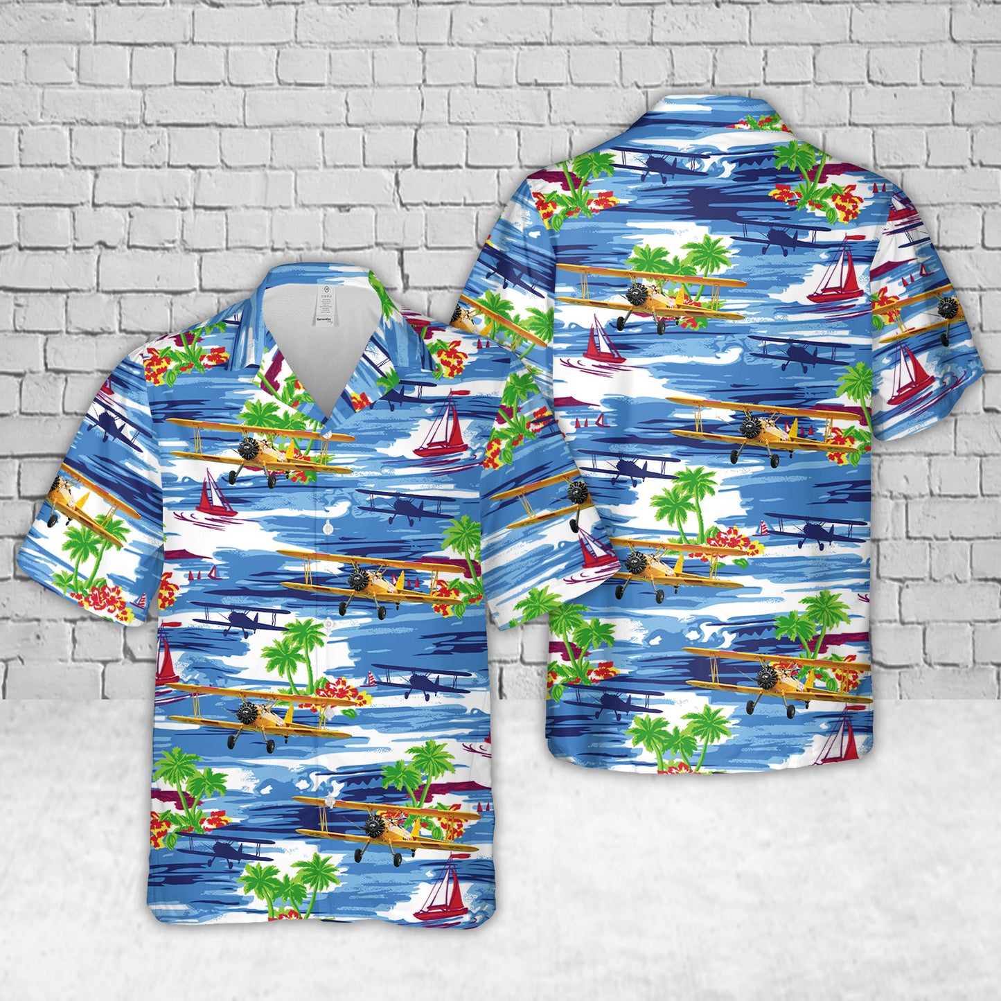 Boeing Stearman E75 N2S N43YP 6018 US Navy 443 Hawaiian Shirt