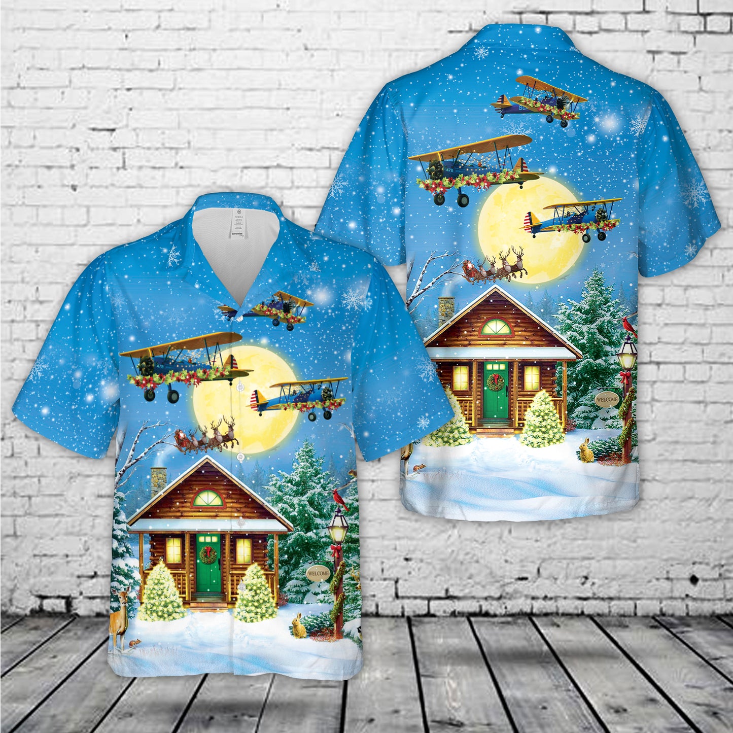 Boeing/Stearman PT-17 Christmas Hawaiian Shirt