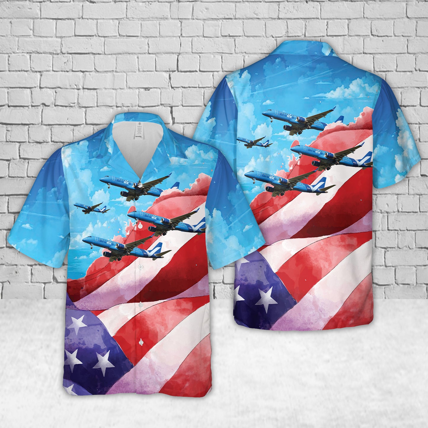Breeze Airways E190, 4th Of July Hawaiian Shirt